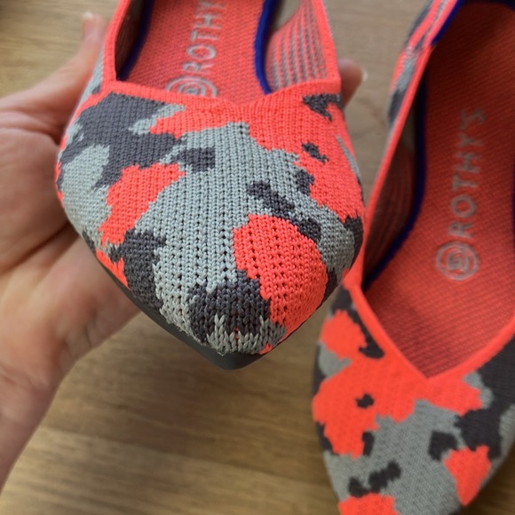 ROTHY’S NEÓN CAMO ORANGE/GRAY FLATS RARE LIMITED EDITION SIZE W 7 - Picture 9 of 10